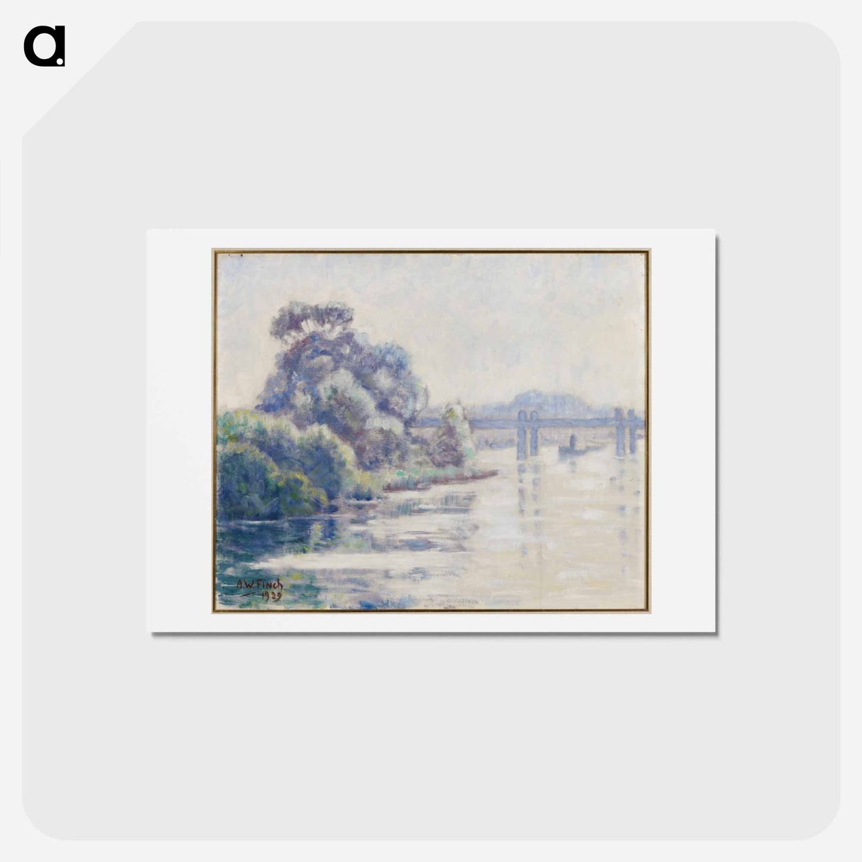 Misty morning on a river - アルフレッド ウィリアム フィンチ Postcard.