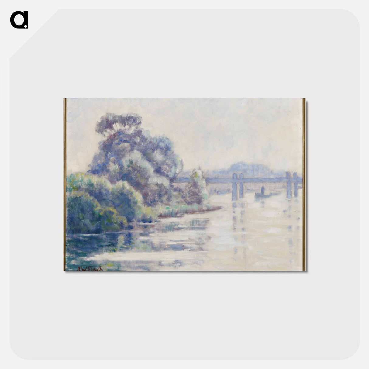 Misty morning on a river - アルフレッド ウィリアム フィンチ Postcard.
