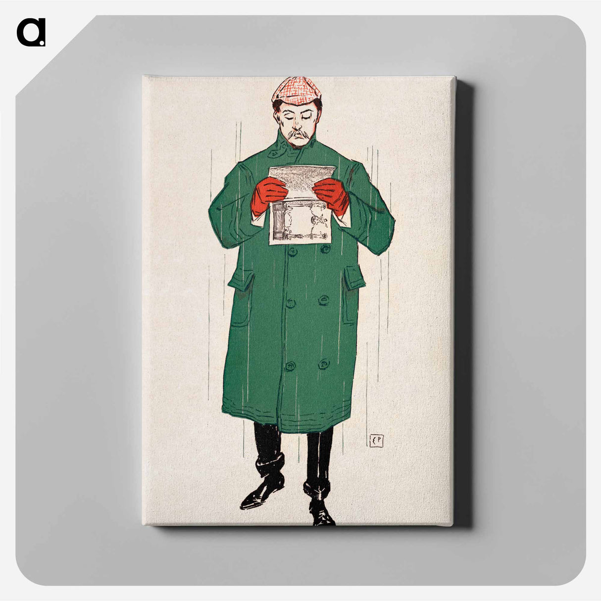 アートパネル-Man reading book - エドワード ペンフィールド Canvas.