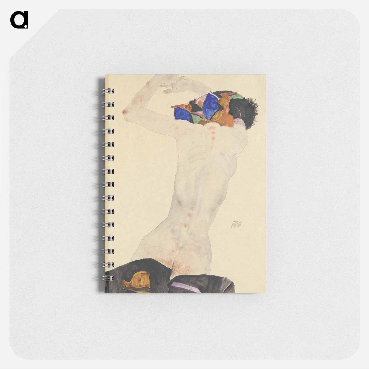 Rückenakt mit buntem Tuch - エゴン シーレ Memo.