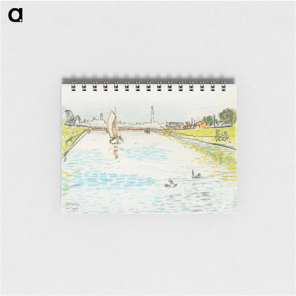 View of a Canal with a Sailing Ship - ヤン・トゥーロップ Memo.