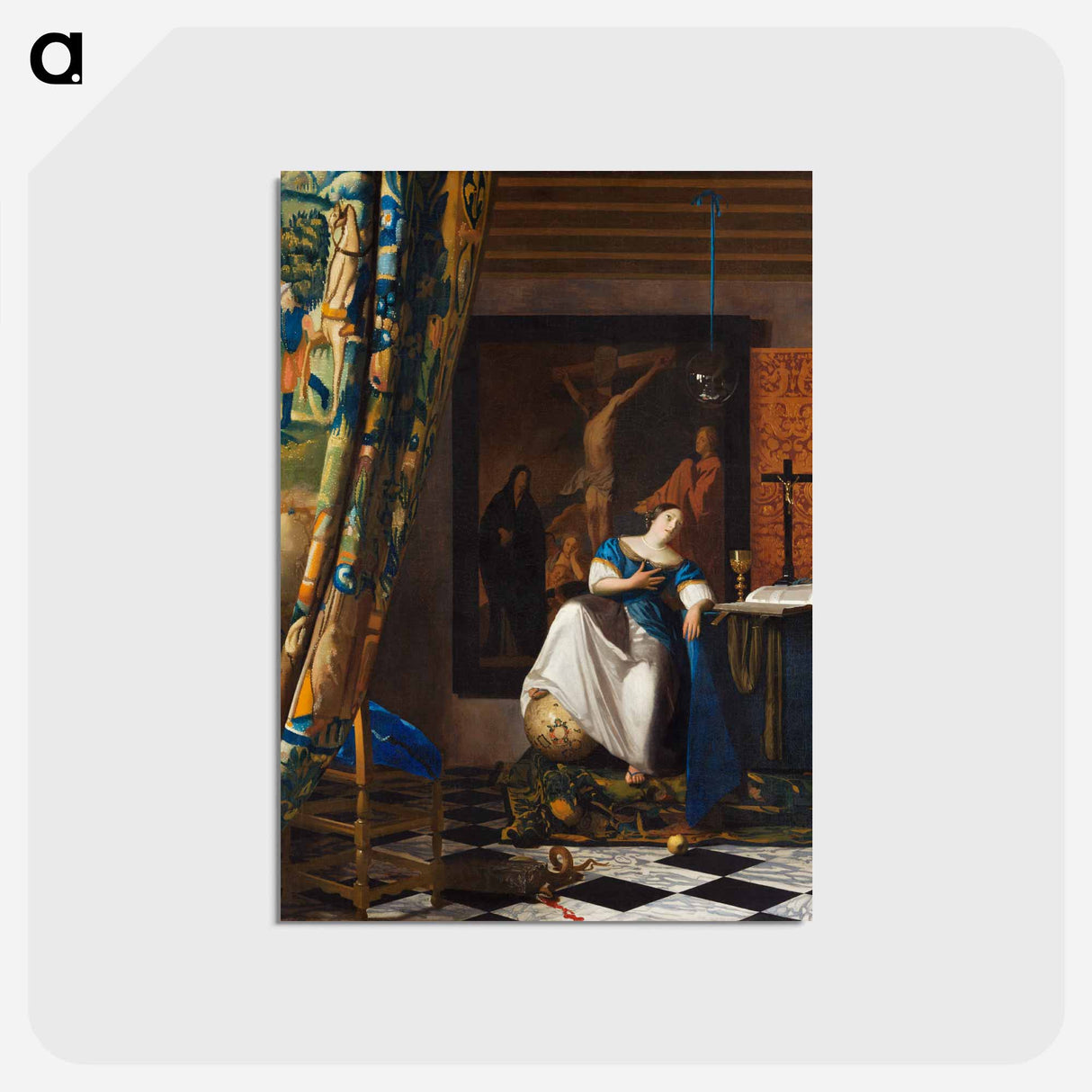 アートポストカード-Allegory of the Catholic Faith - ヨハネス フェルメール Postcard.