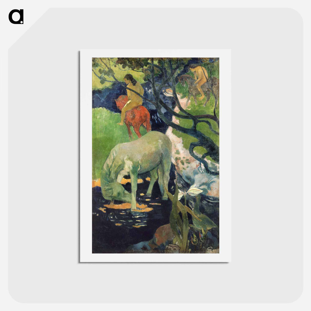 アートポストカード-The White Horse - ポール ゴーギャン Postcard.