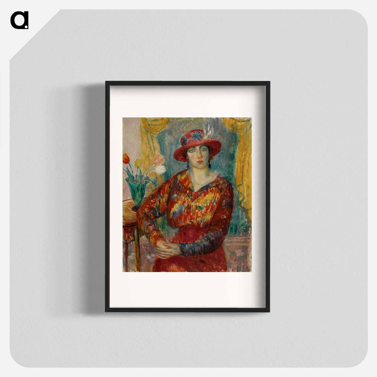 Woman in Red Blouse with Tulips - ウィリアム ジェームス グラッケンズ Poster.