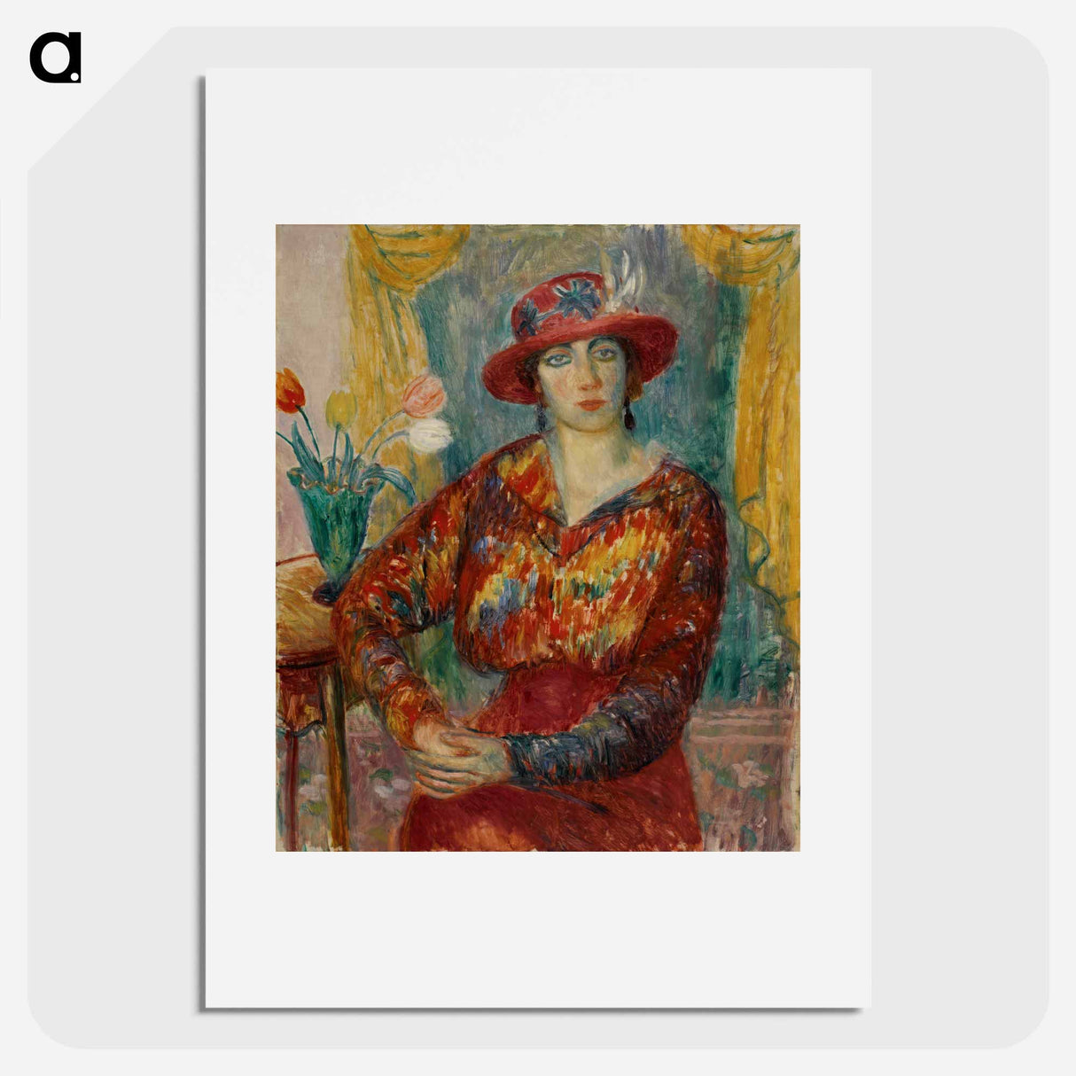 Woman in Red Blouse with Tulips - ウィリアム ジェームス グラッケンズ Poster.