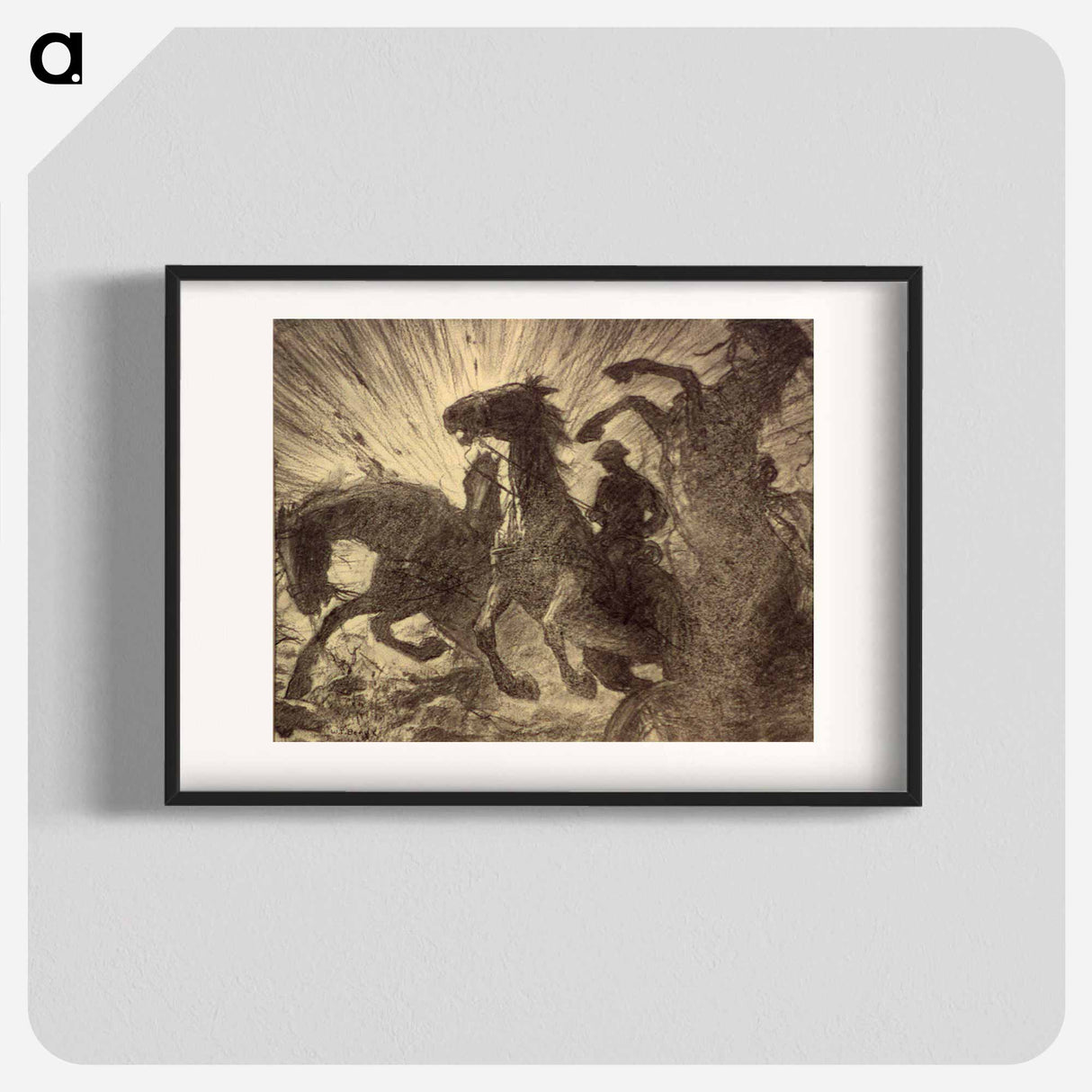 Horses charging over battlefield - Wladyslaw Theodor Benda Poster.