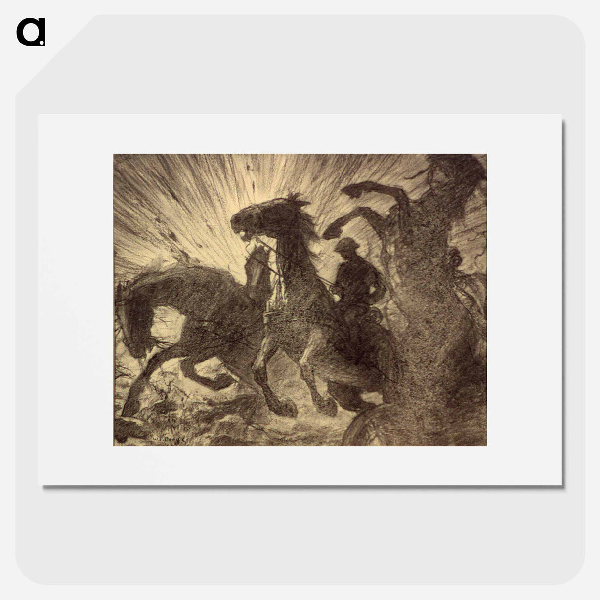 Horses charging over battlefield - Wladyslaw Theodor Benda Poster.