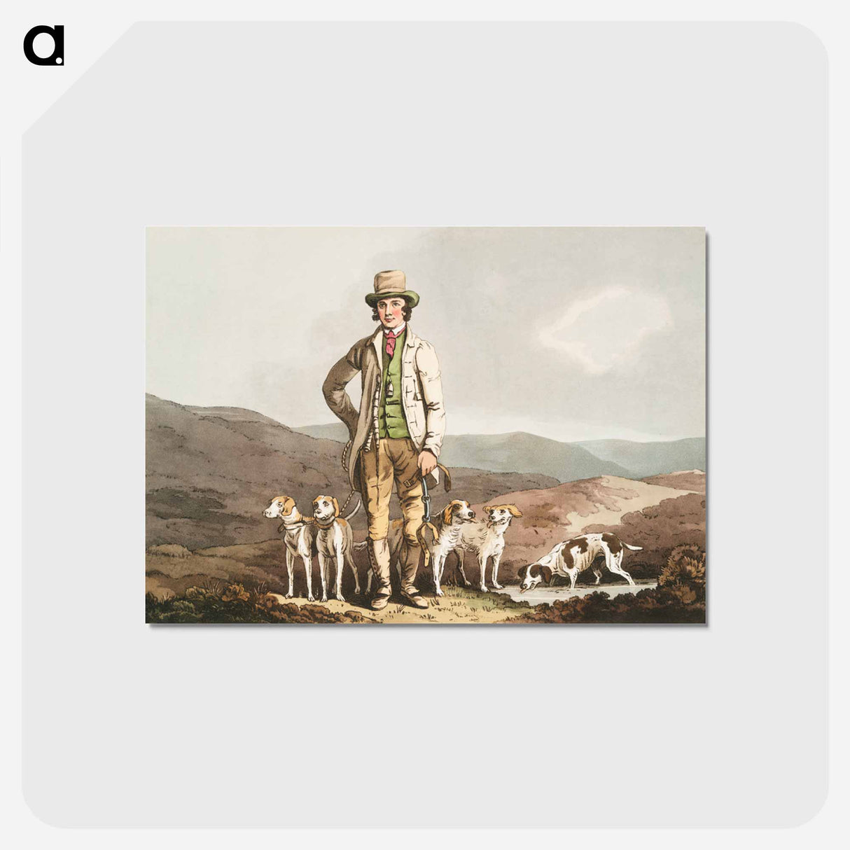 Illustration of the dog breaker - 19世紀のヨークシャー Postcard.