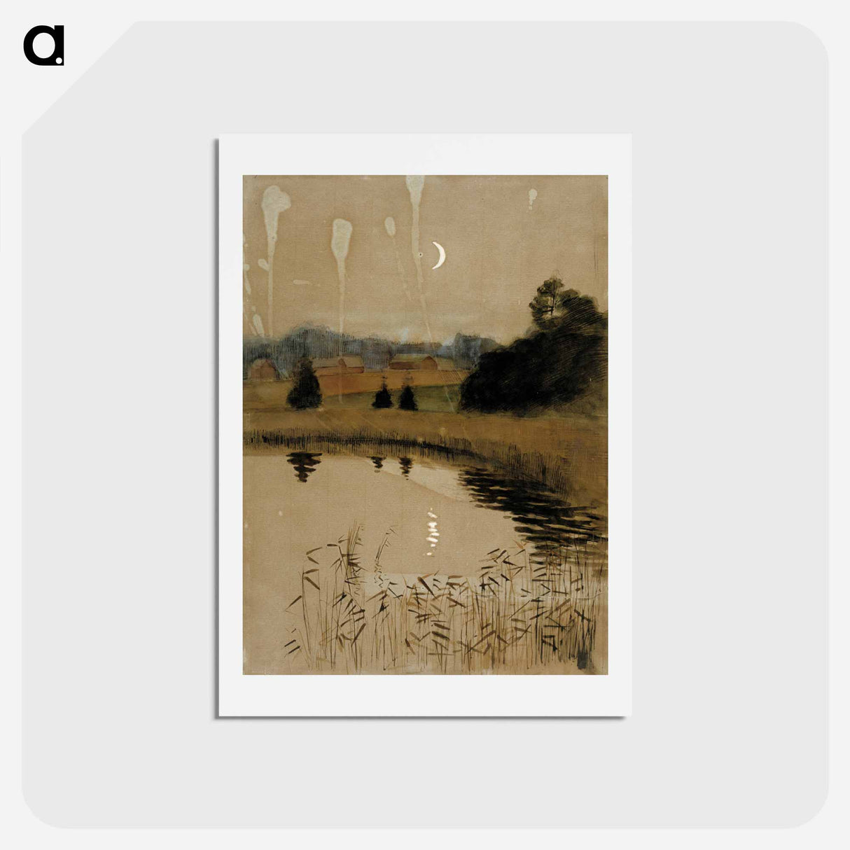 Syksyinen kuutamomaisema - アルバート エーデルフェルト Postcard.