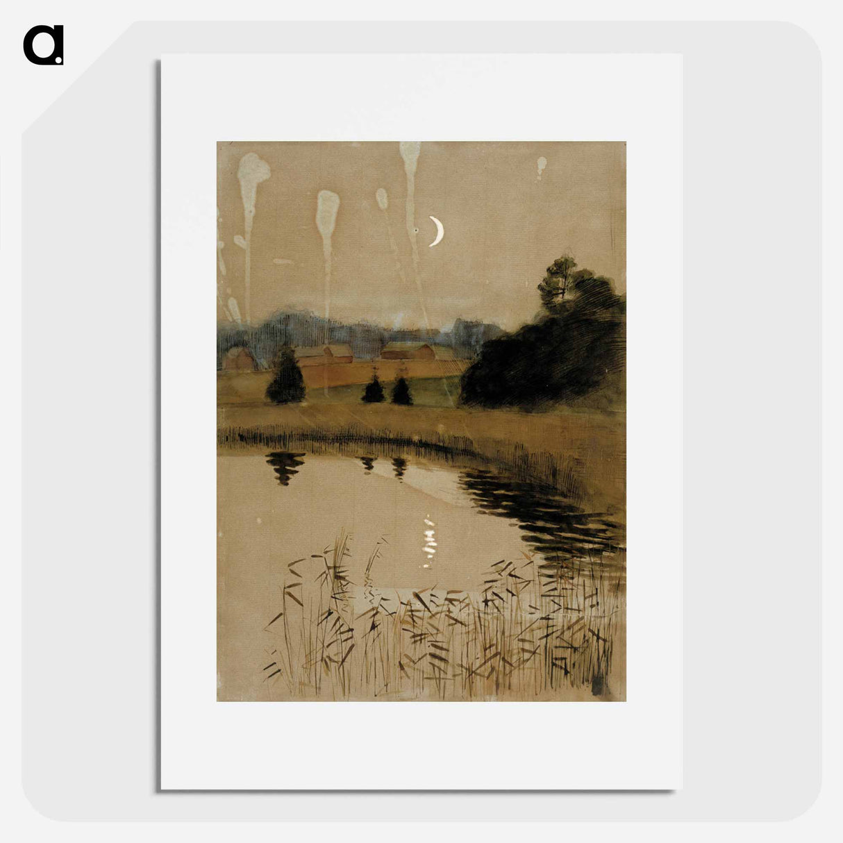 Syksyinen kuutamomaisema - アルバート エーデルフェルト Poster.