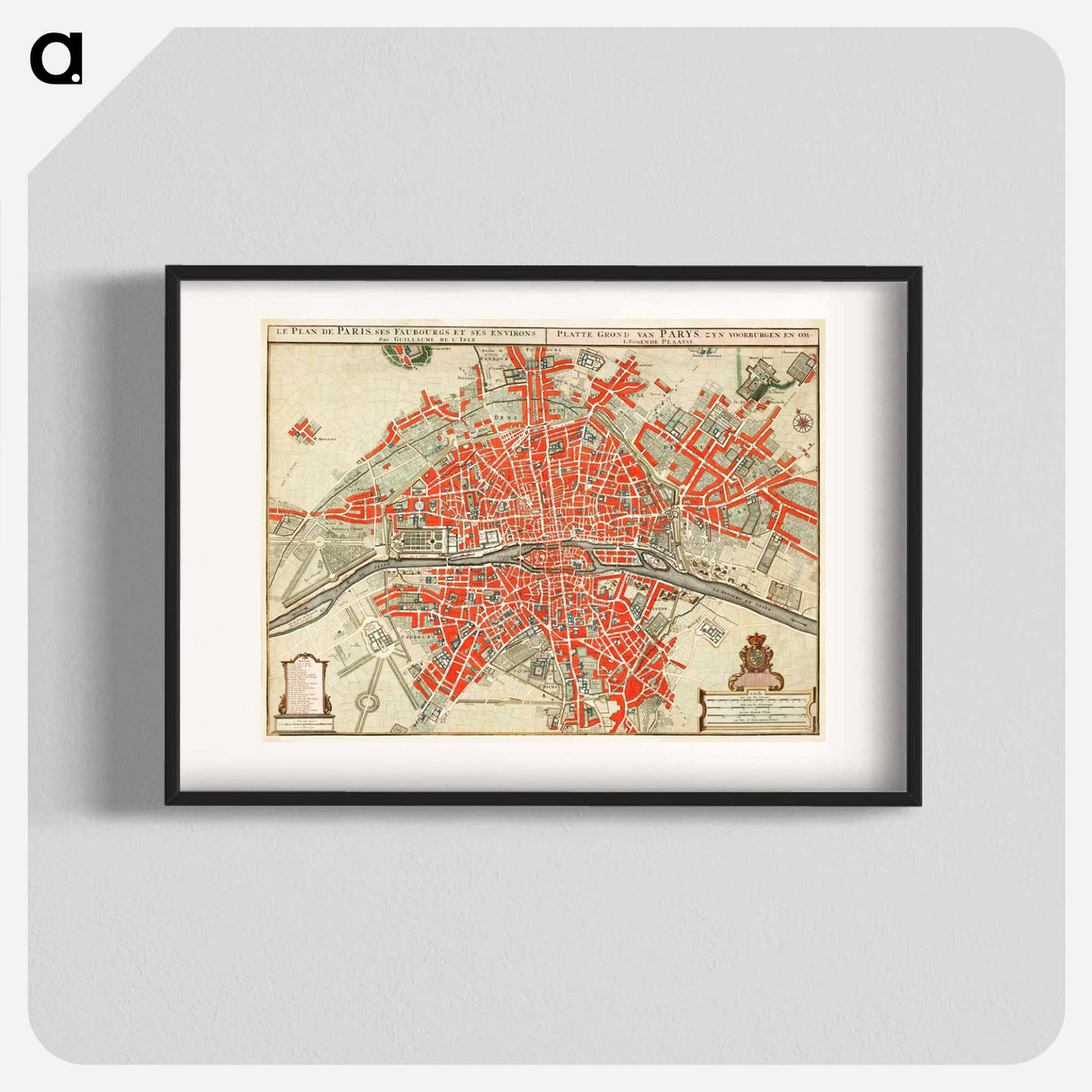 Plattegrond van Parijs - アンティーク地図 Poster.