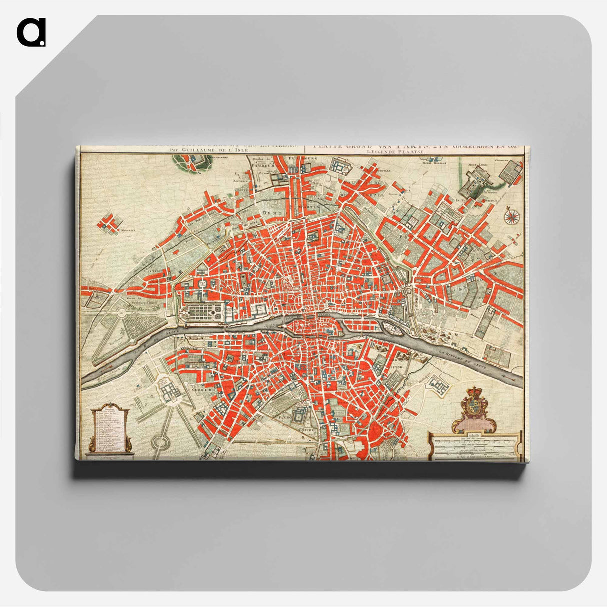 Plattegrond van Parijs - アンティーク地図 Canvas.
