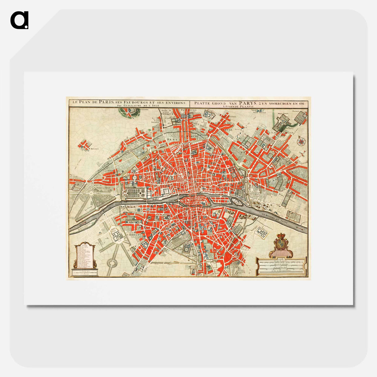Plattegrond van Parijs - アンティーク地図 Poster.