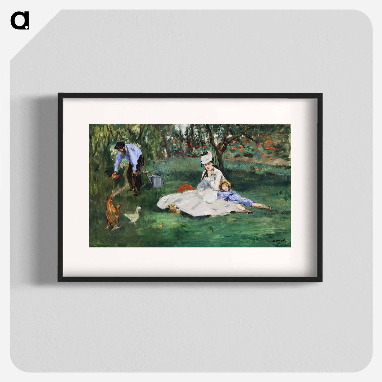 The Monet Family in Their Garden at Argenteuil - エドゥアール マネ Poster.