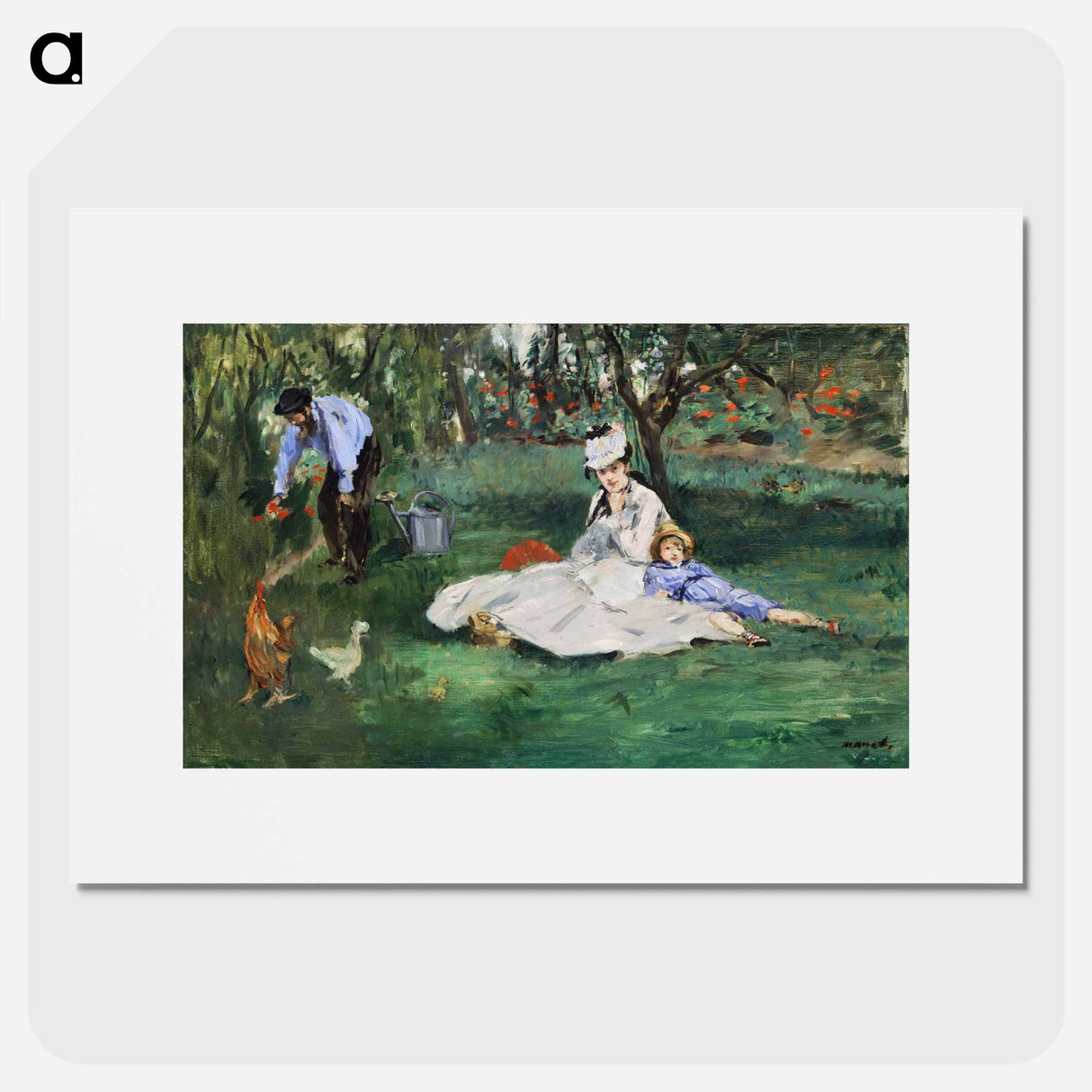 The Monet Family in Their Garden at Argenteuil - エドゥアール マネ Poster.