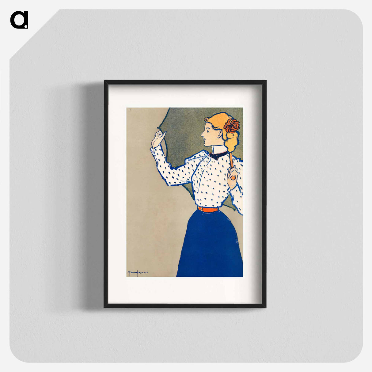 Woman holding umbrella - Edward Penfield Poster.