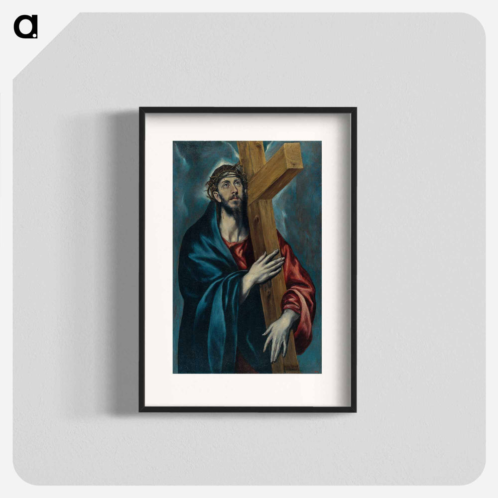Jesucristo cargando con la cruz y con la mirada puesta en el cielo - エル グレコ Poster.