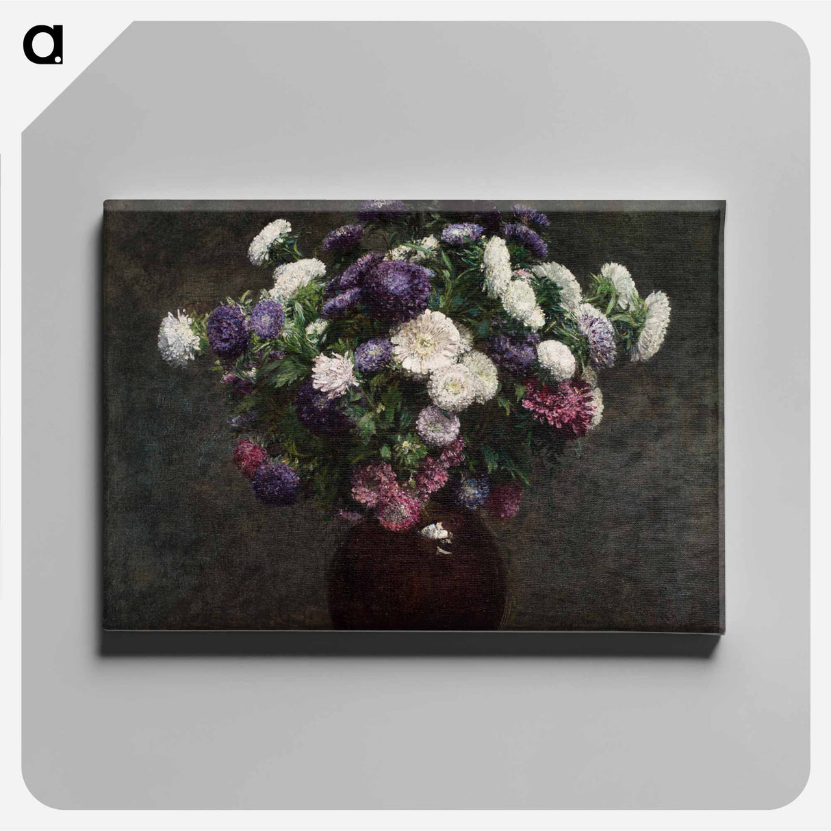 Asters in a Vase - アンリ ファンタン ラトゥール Canvas.