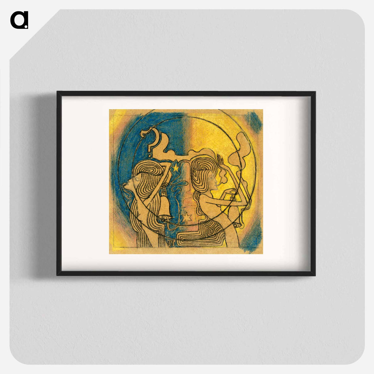 Two stylized female figures with clock in hand by Jan Toorop - ヤン・トゥーロップ Poster.