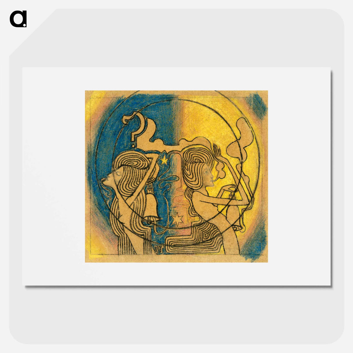 Two stylized female figures with clock in hand by Jan Toorop - ヤン・トゥーロップ Poster.