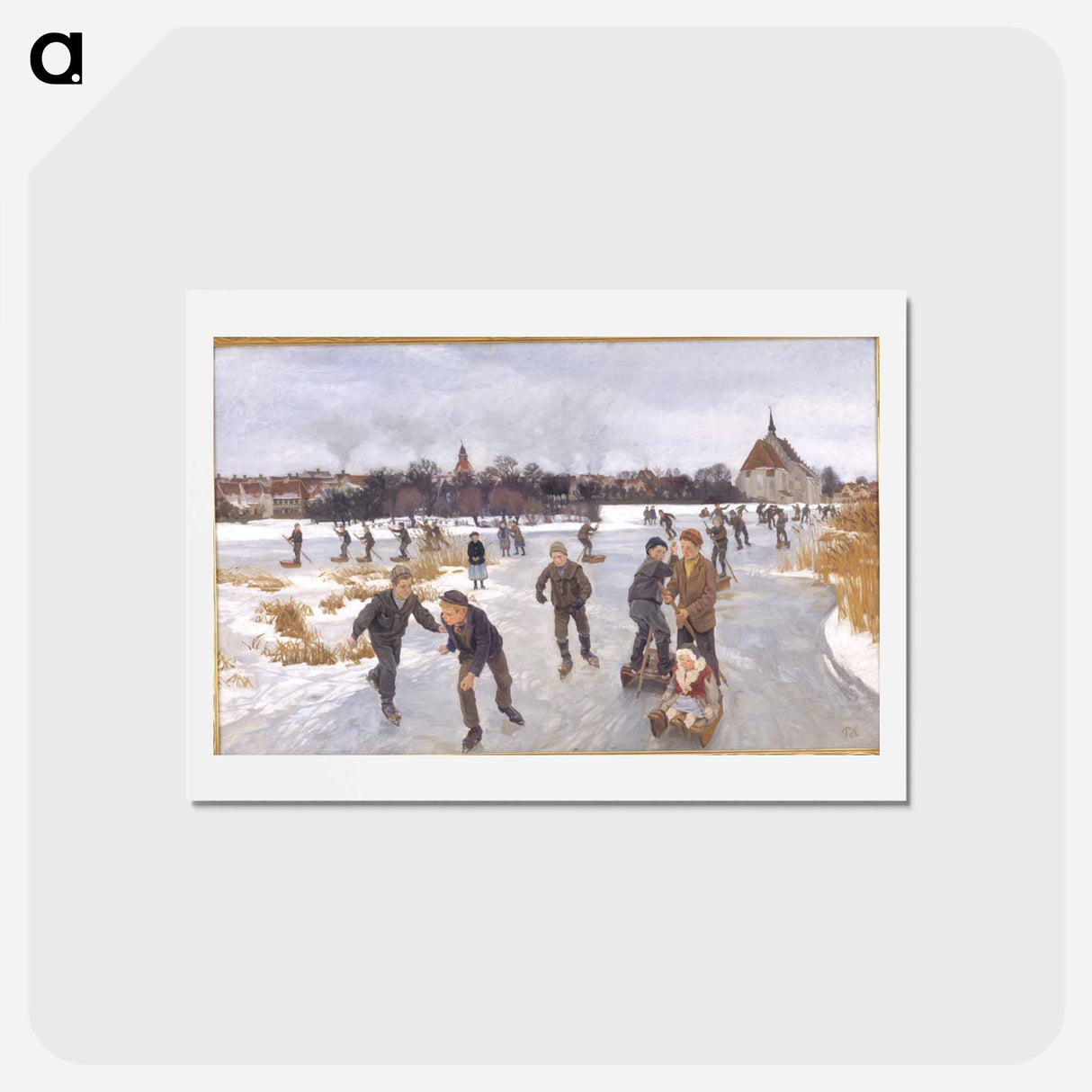 アートポストカード-Children Skating Outside Fåborg
- ピーター ハンセン Postcard.