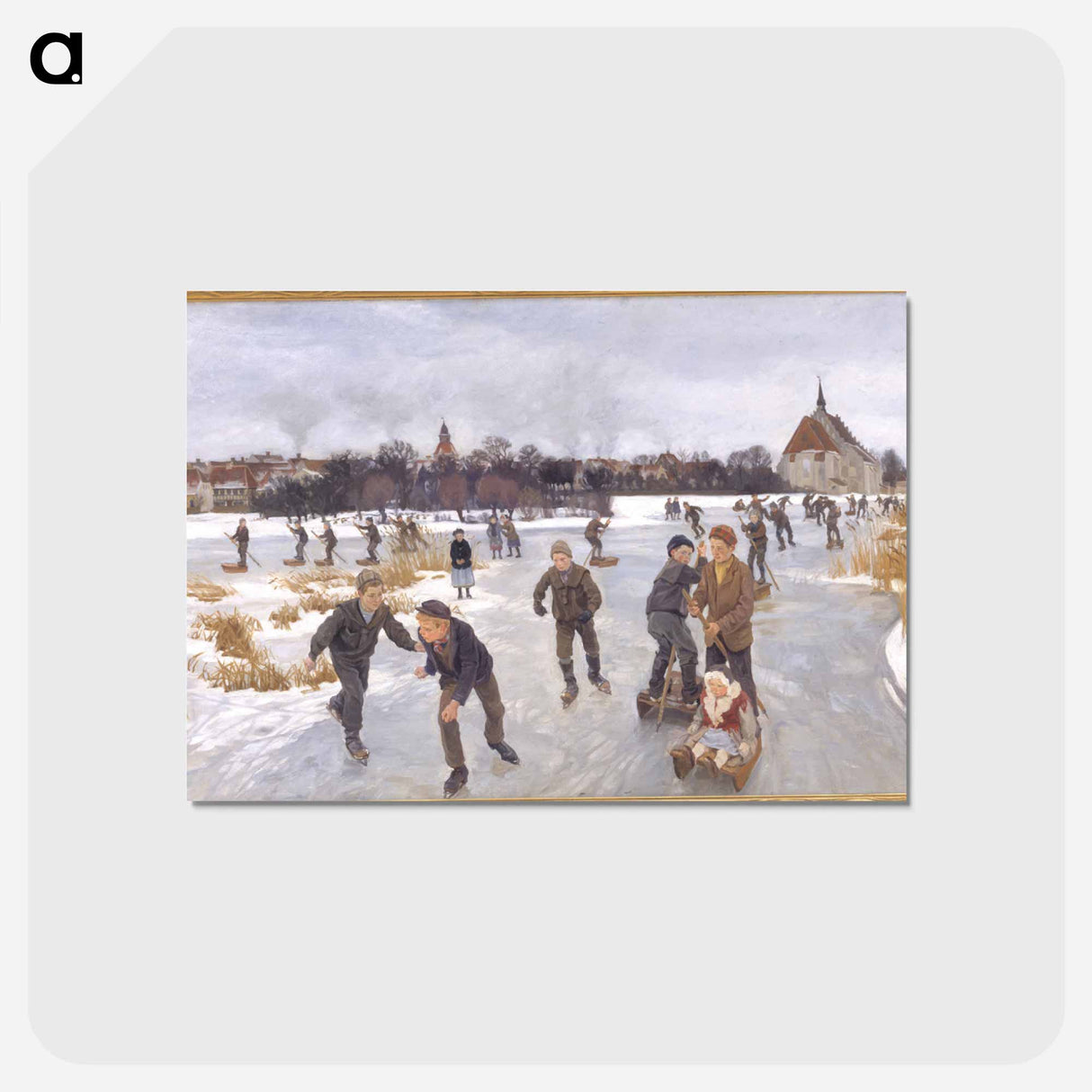 アートポストカード-Children Skating Outside Fåborg
- ピーター ハンセン Postcard.