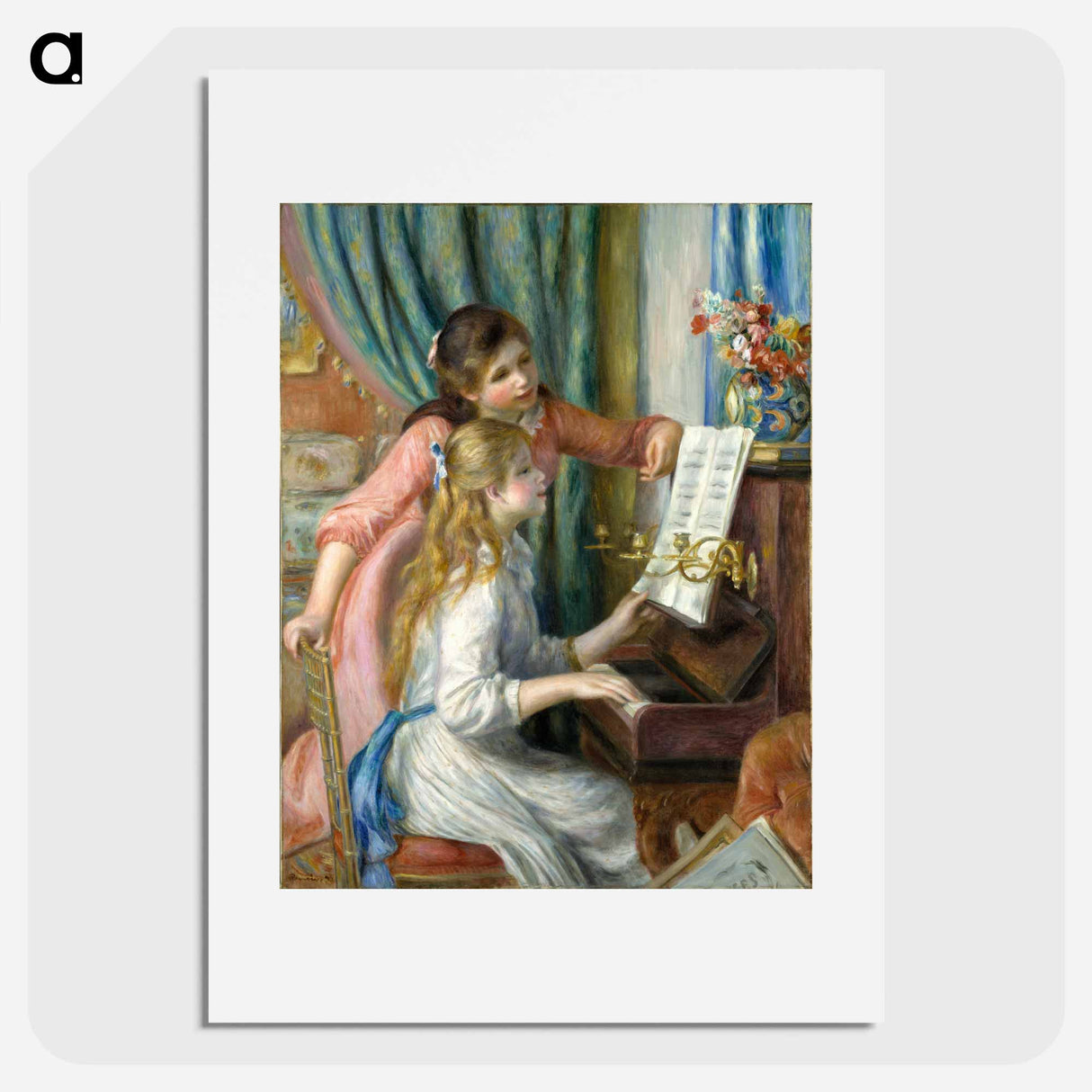 Two Young Girls at the Piano - ピエール オーギュスト ルノワール Poster.