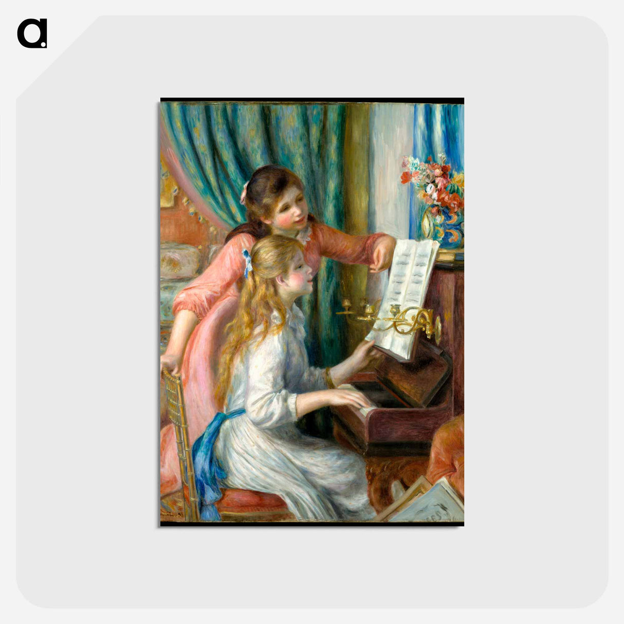 アートポストカード-Two Young Girls at the Piano - ピエール オーギュスト ルノワール Postcard.