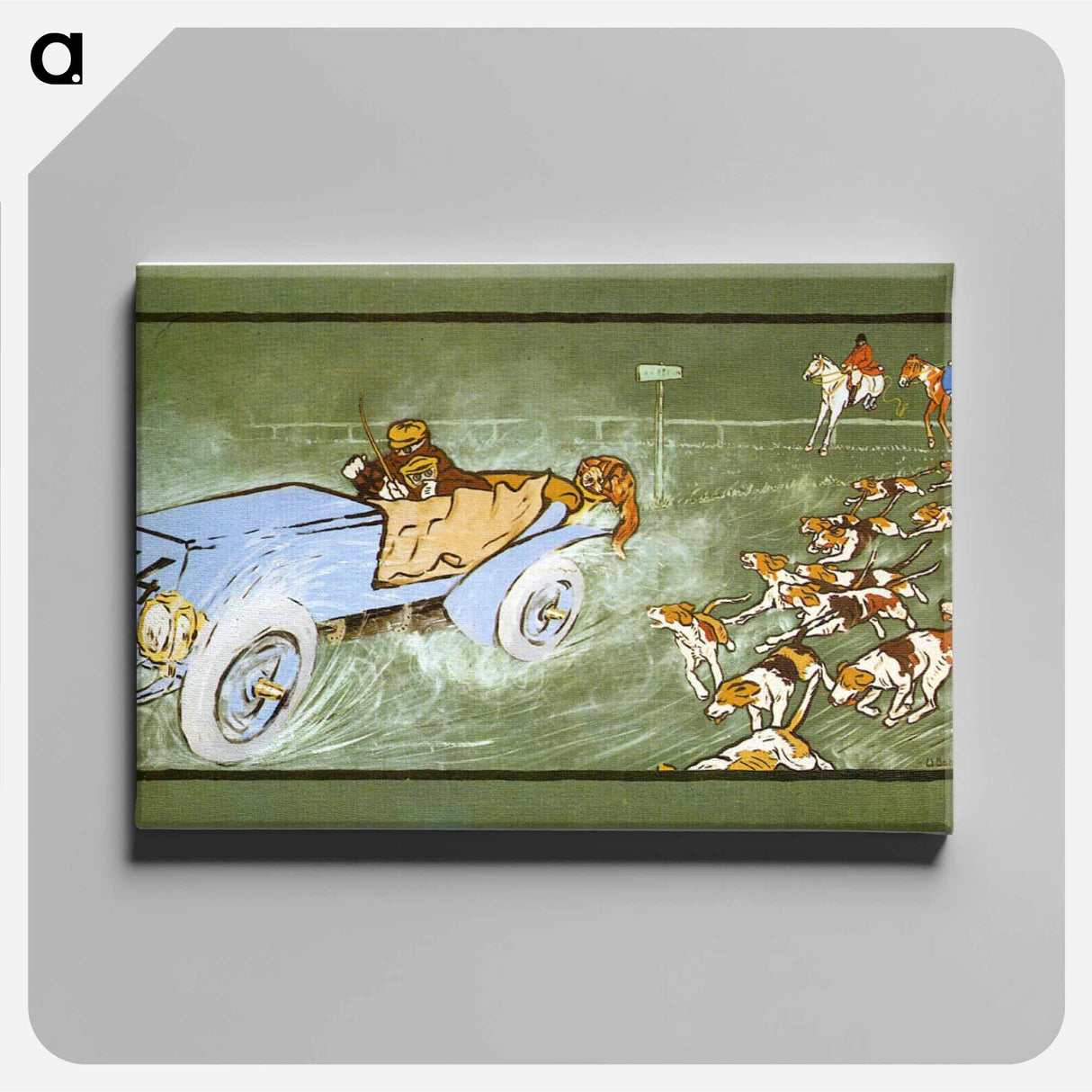 アートパネル-Car and Hunting Fox - ウンベルト ボッチョーニ Canvas.