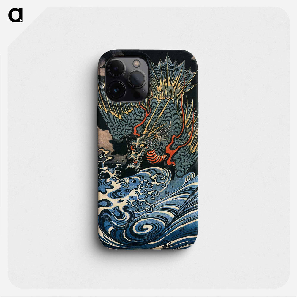 Dragon flying above turbulent waves - 歌川 国芳 Phone Case.
