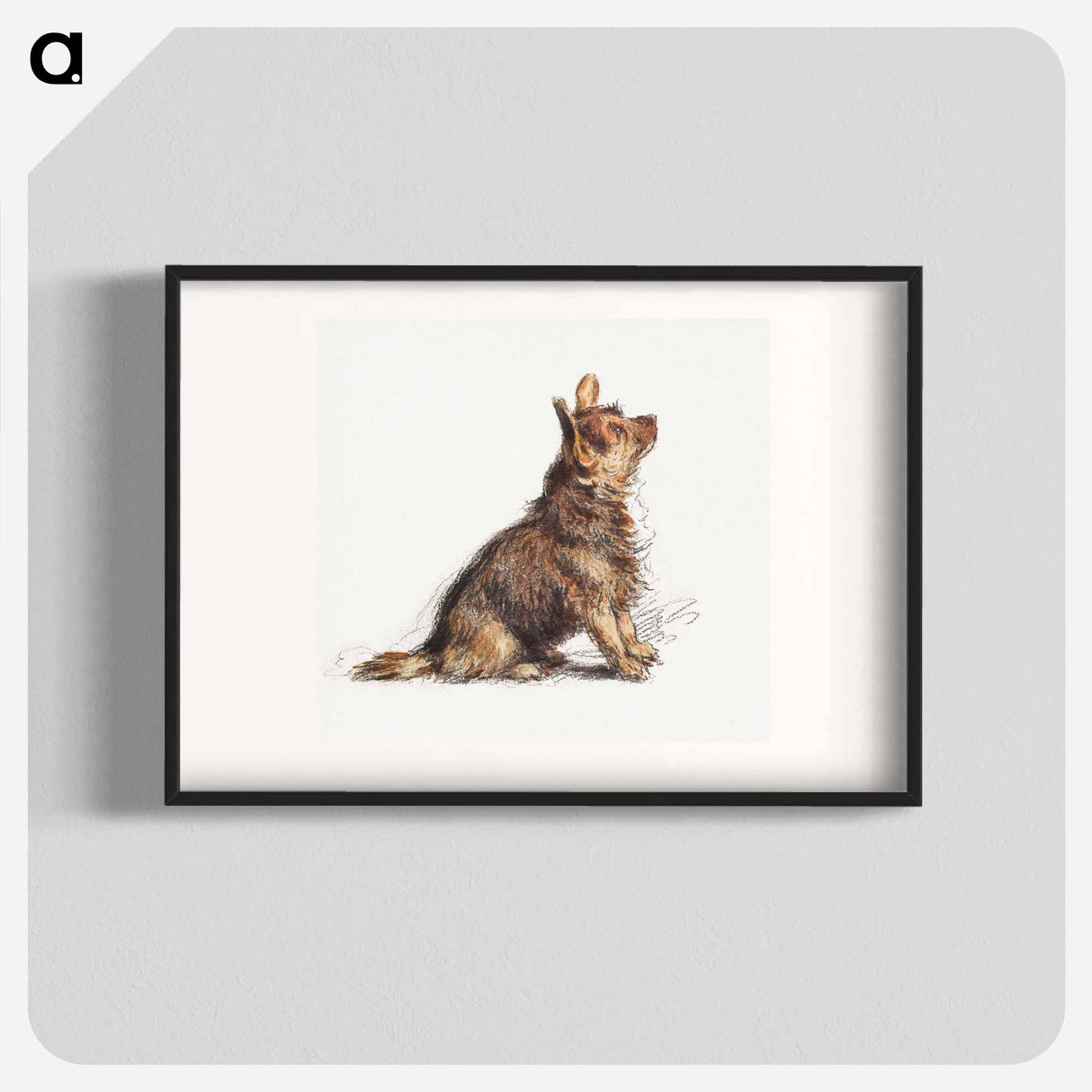 アートポスター-Aesthetic watercolor sitting Terrier - ウィリアム ヘンリー ハント Poster.