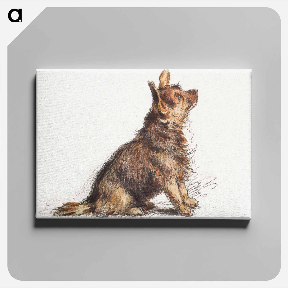 アートパネル-Aesthetic watercolor sitting Terrier - ウィリアム ヘンリー ハント Canvas.