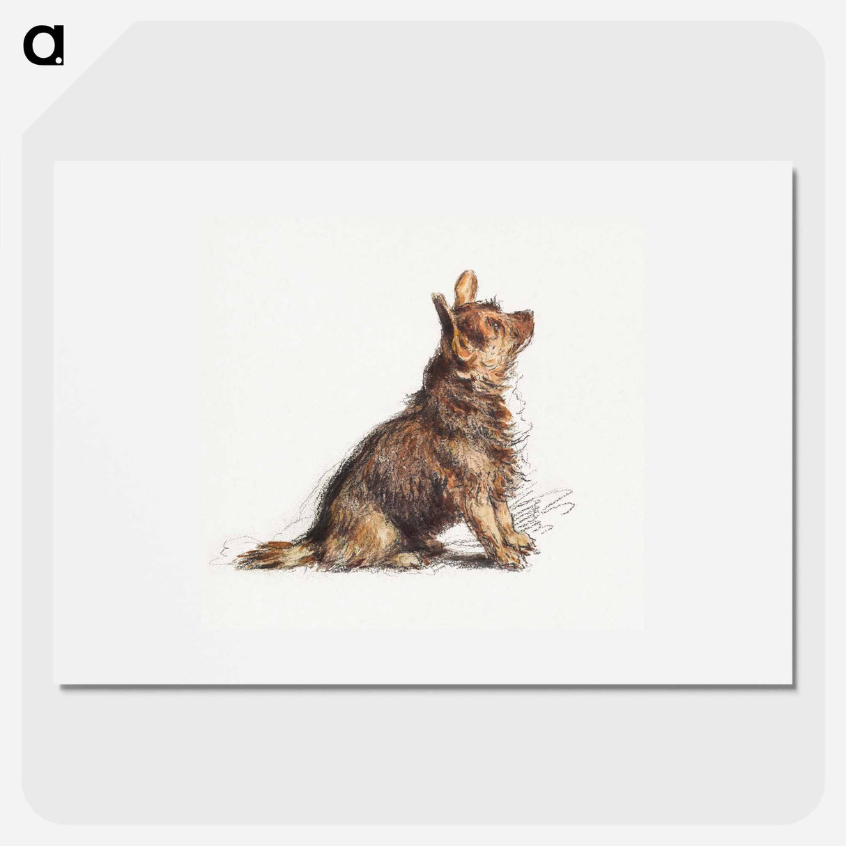 アートポスター-Aesthetic watercolor sitting Terrier - ウィリアム ヘンリー ハント Poster.