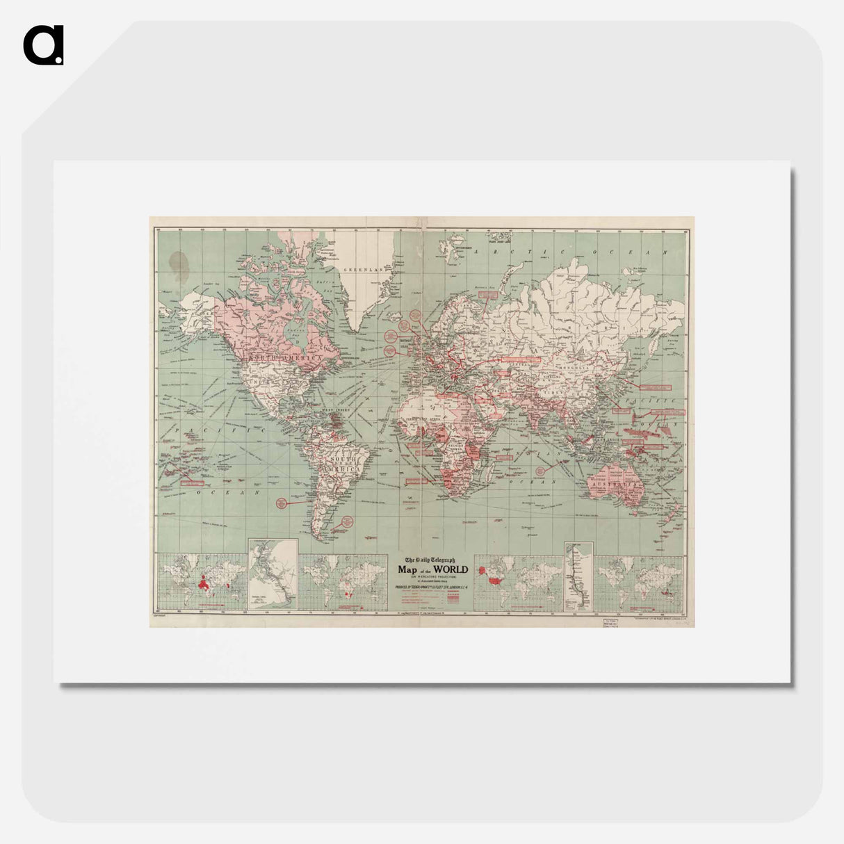 The Daily Telegraph map of the world on Mercator's projection - アンティーク地図 Poster.