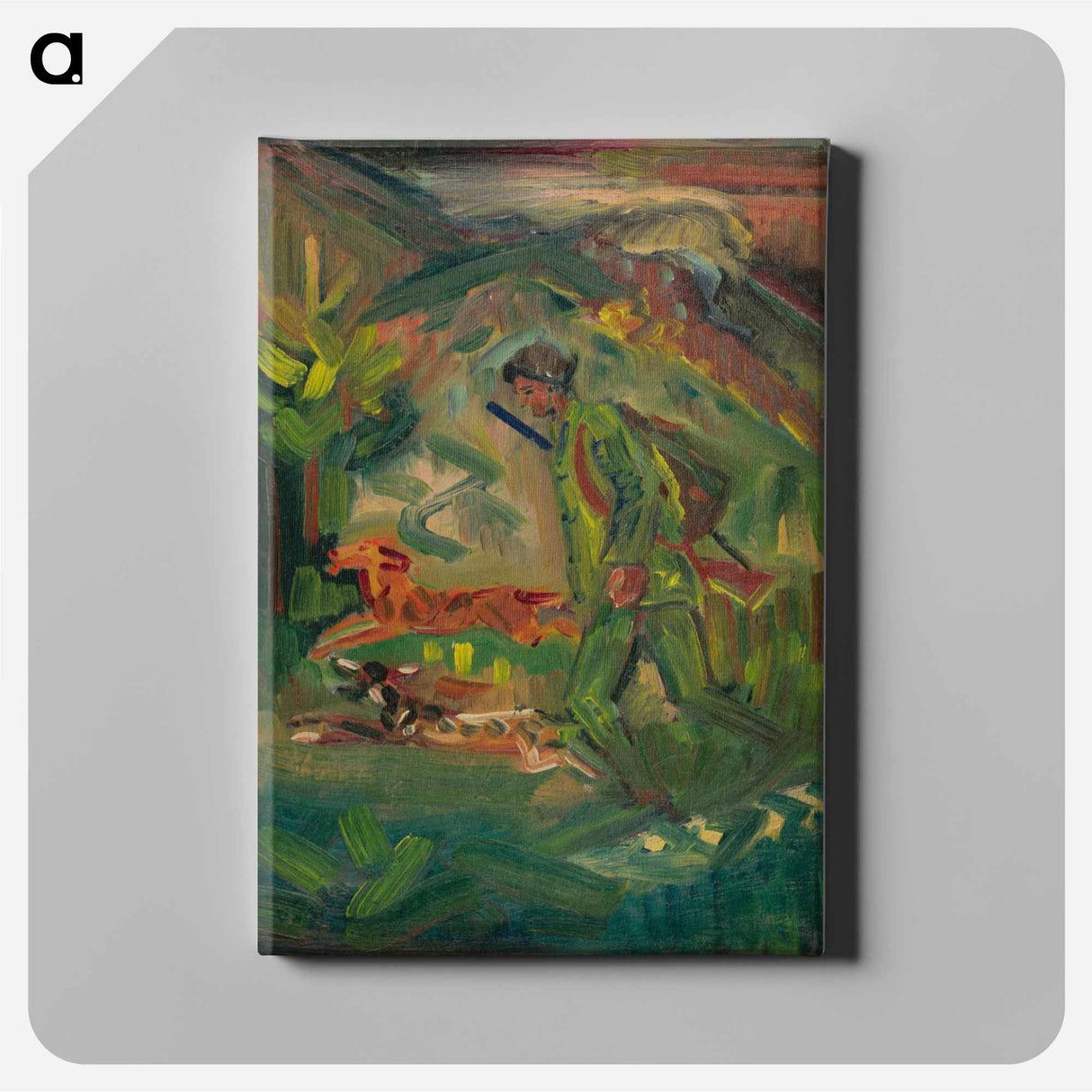 Walking hunter with dogs - アーノルド ピーター ワイズ クビンチャン Canvas.