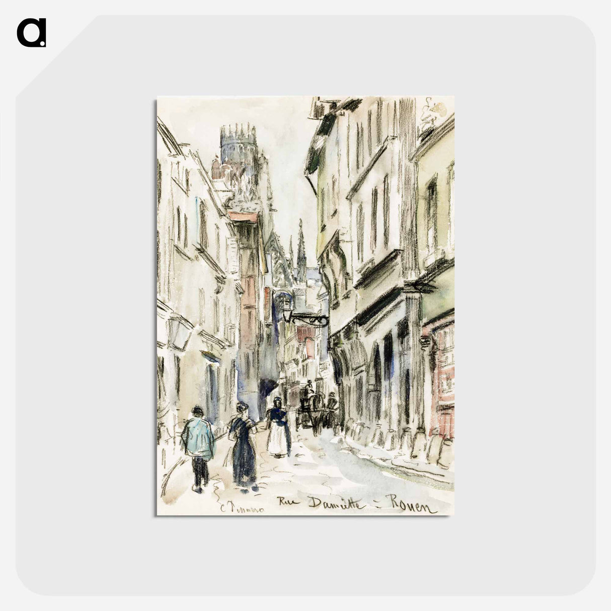 アートポストカード-Rue Damiette, Rouen - カミーユ ピサロ Postcard.