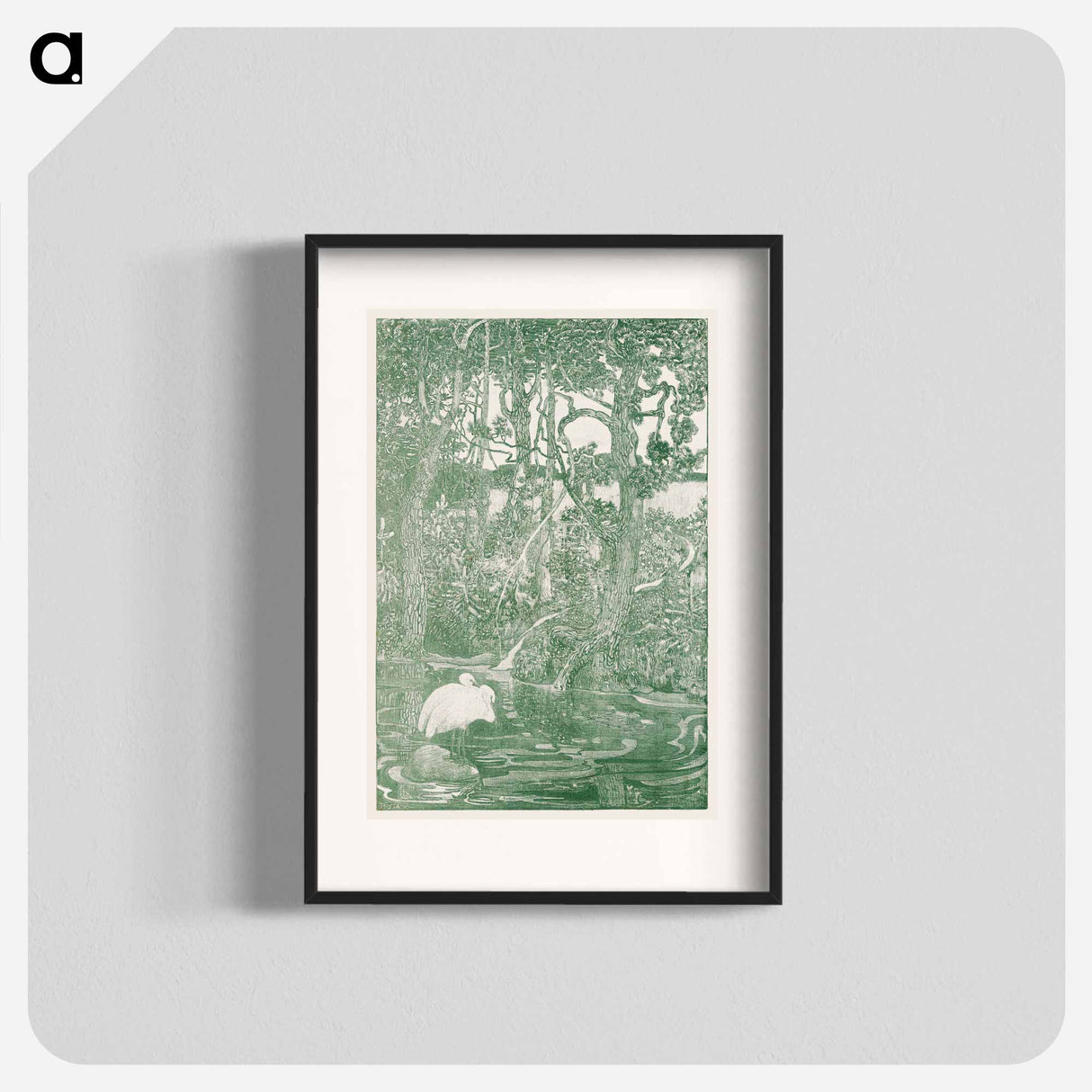 Twee reigers bij een bosvijver - Theo van Hoytema Poster.