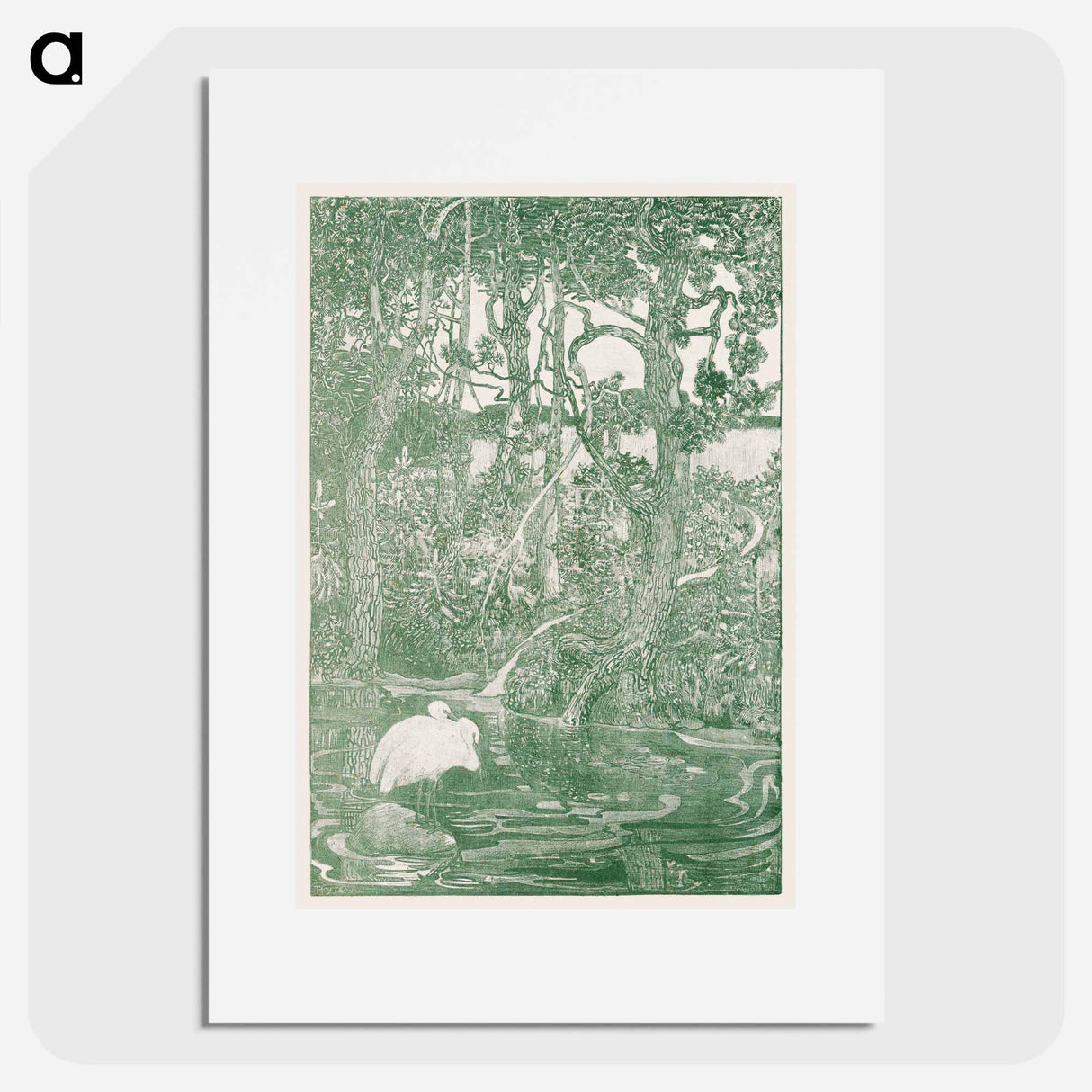 Twee reigers bij een bosvijver - Theo van Hoytema Poster.