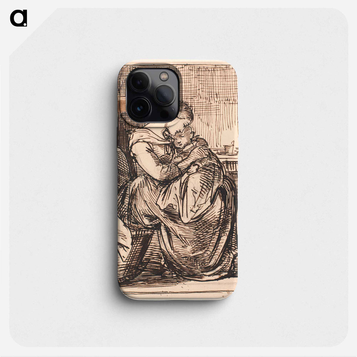 Mother with sleeping child on her lap in bedroom - Wilhelm Marstrand Phone Case.