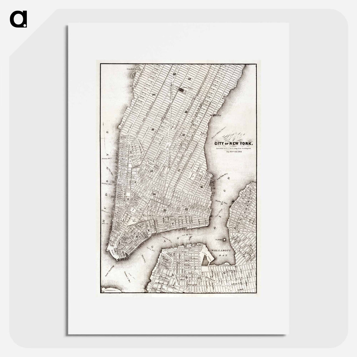 Map of the city of New York - アンティーク地図 Poster.