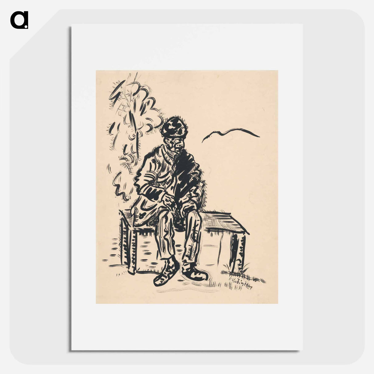 アートポスター-Boy seated on a bench - アーノルド ピーター ワイズ クビンチャン Poster.