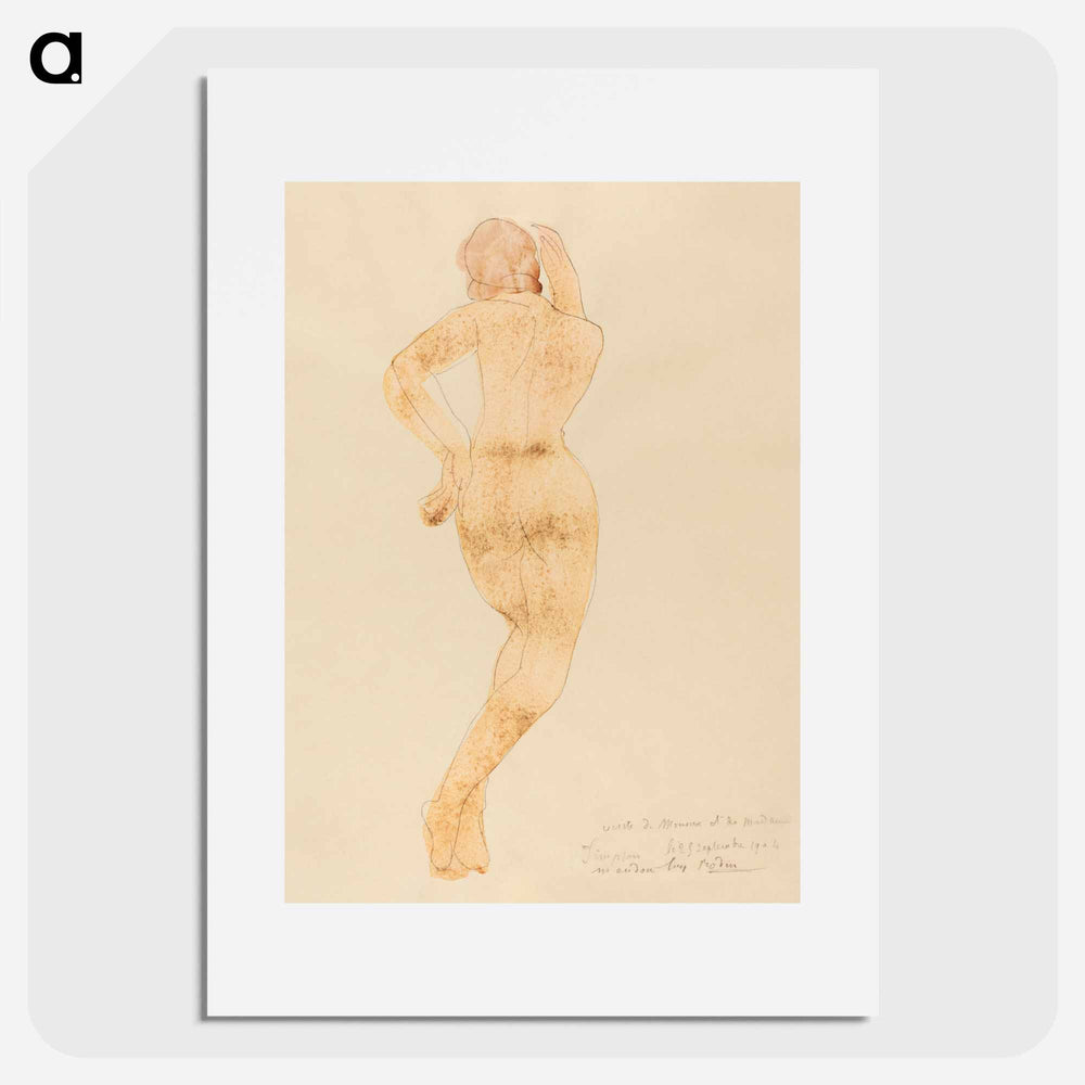 Rear View of Nude Female Figure in Action - Auguste Rodin Poster.