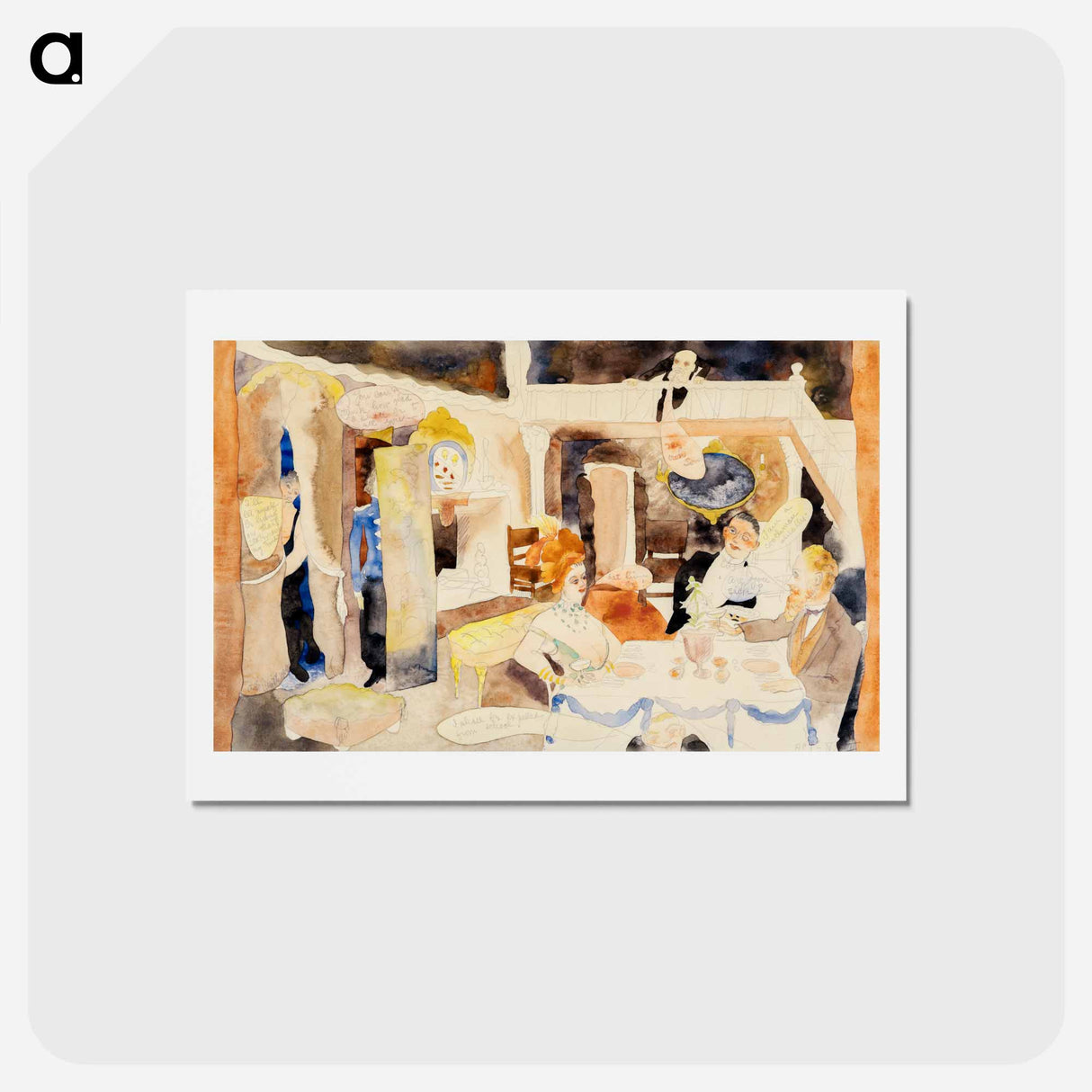 アートポストカード-Lulu and Alva Schön at Lunch - チャールズ デムス Postcard.