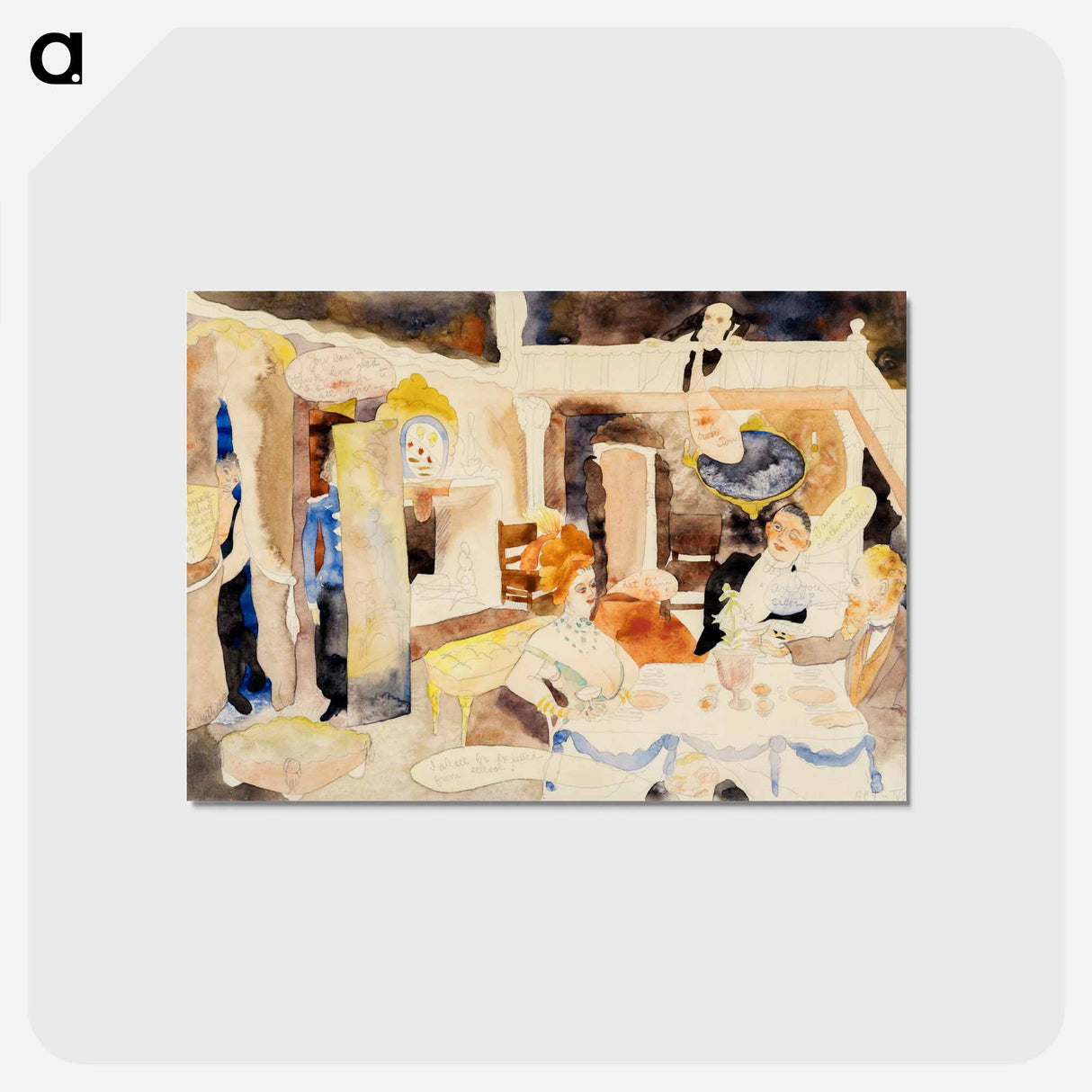 アートポストカード-Lulu and Alva Schön at Lunch - チャールズ デムス Postcard.