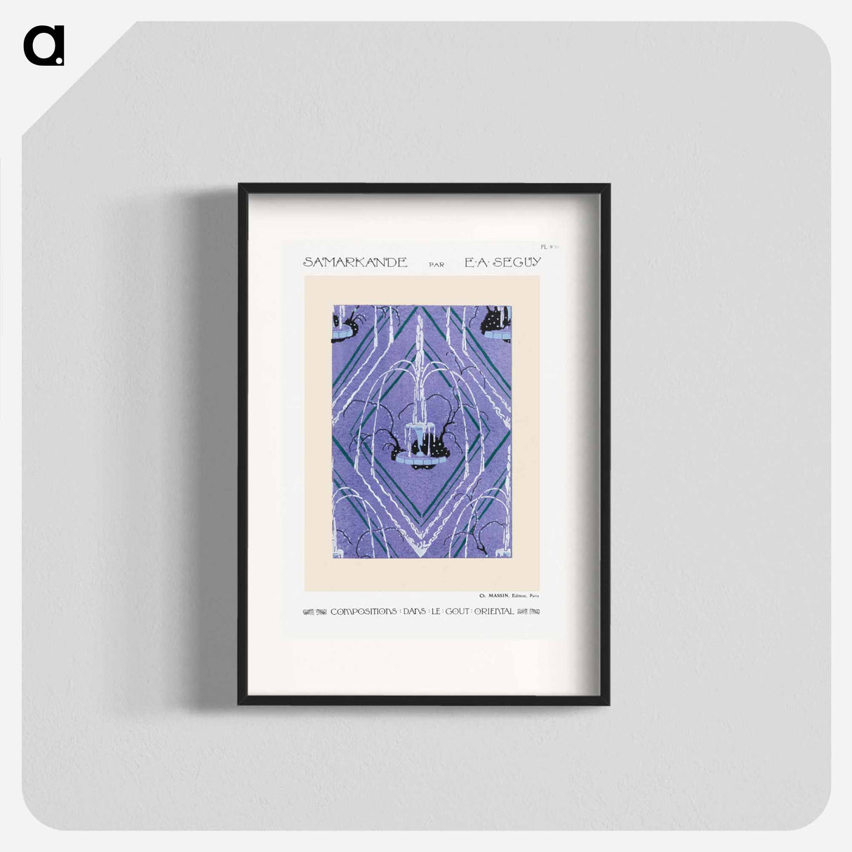 Art Deco fountain pattern pochoir print in oriental style - E.A.セギー Poster.