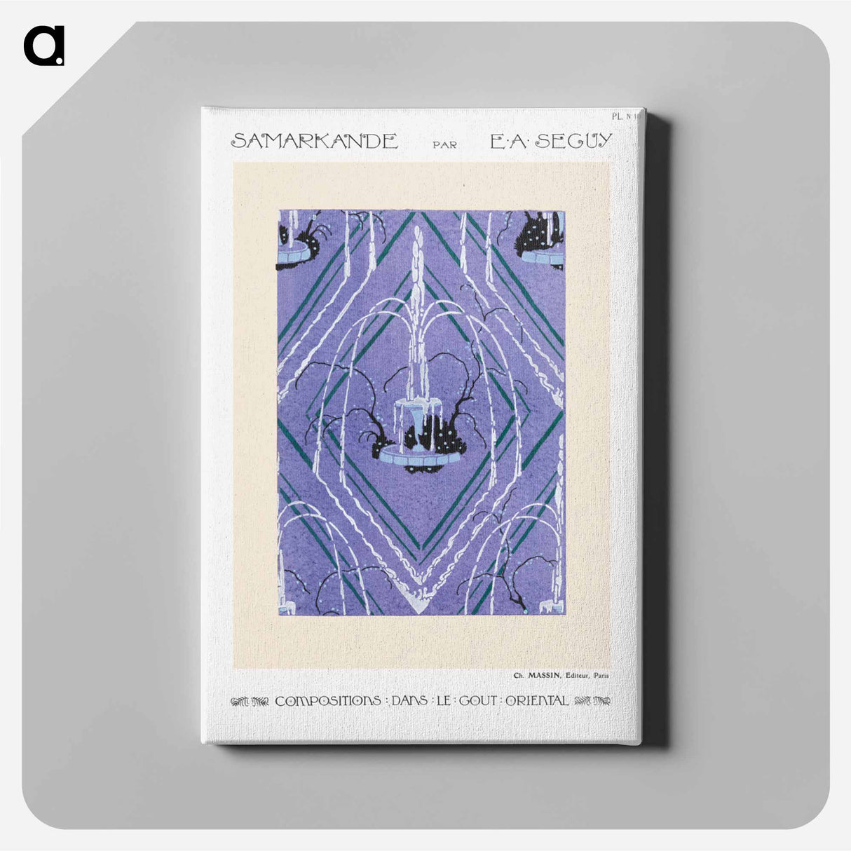 アートパネル-Art Deco fountain pattern pochoir print in oriental style - E.A.セギー Canvas.