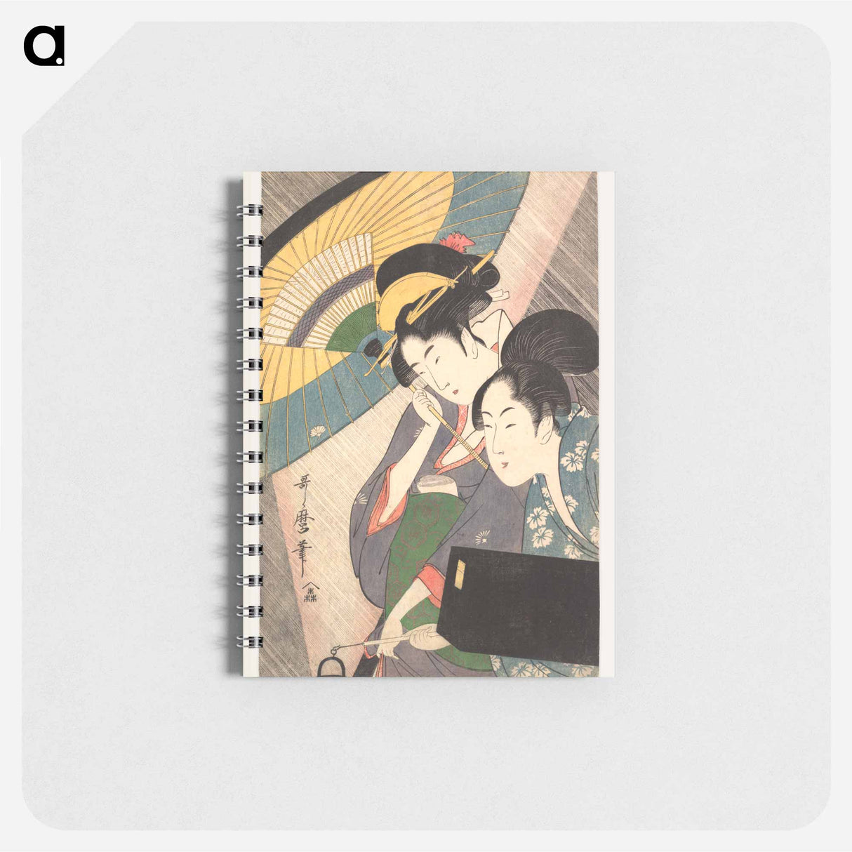 Geisha and Attendant on a Rainy Night - 喜多川 歌麿 Memo.