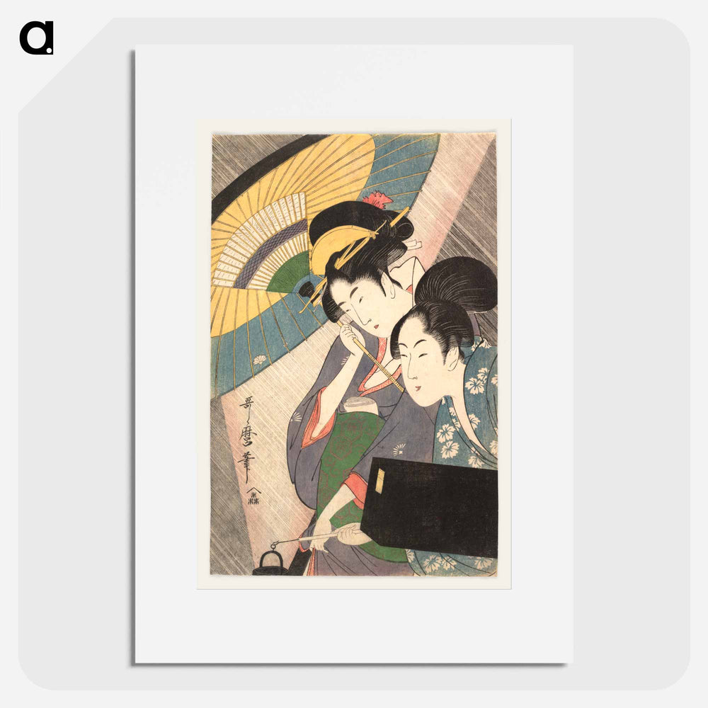 Geisha and Attendant on a Rainy Night - 喜多川 歌麿 Poster.
