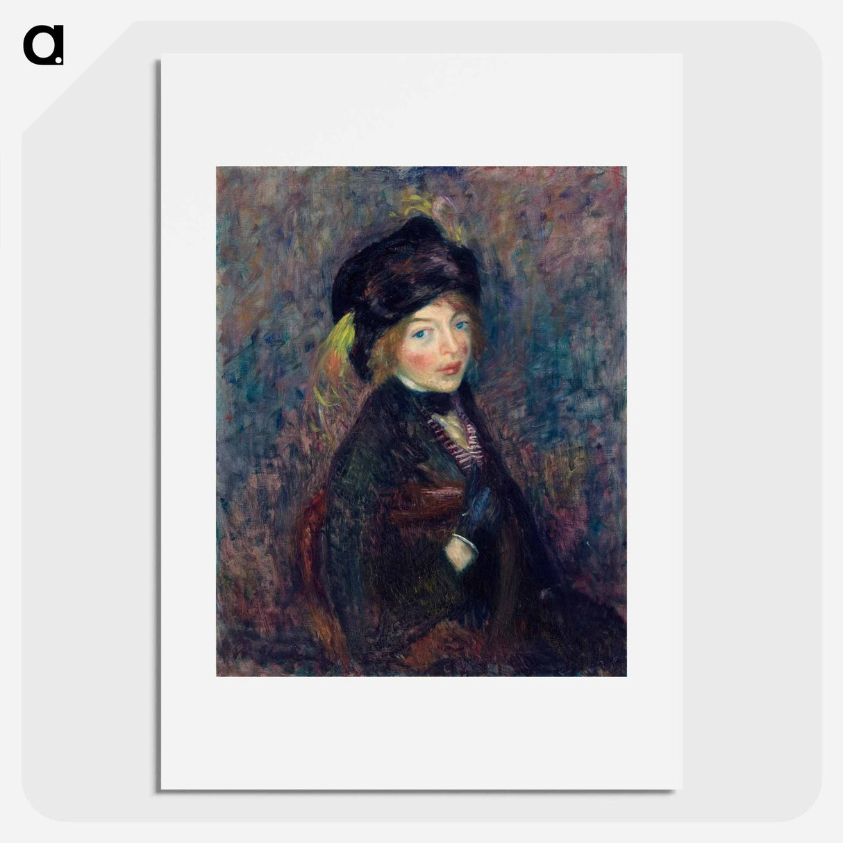 Head of Girl, Feather in Turban - William James Glackens Poster.