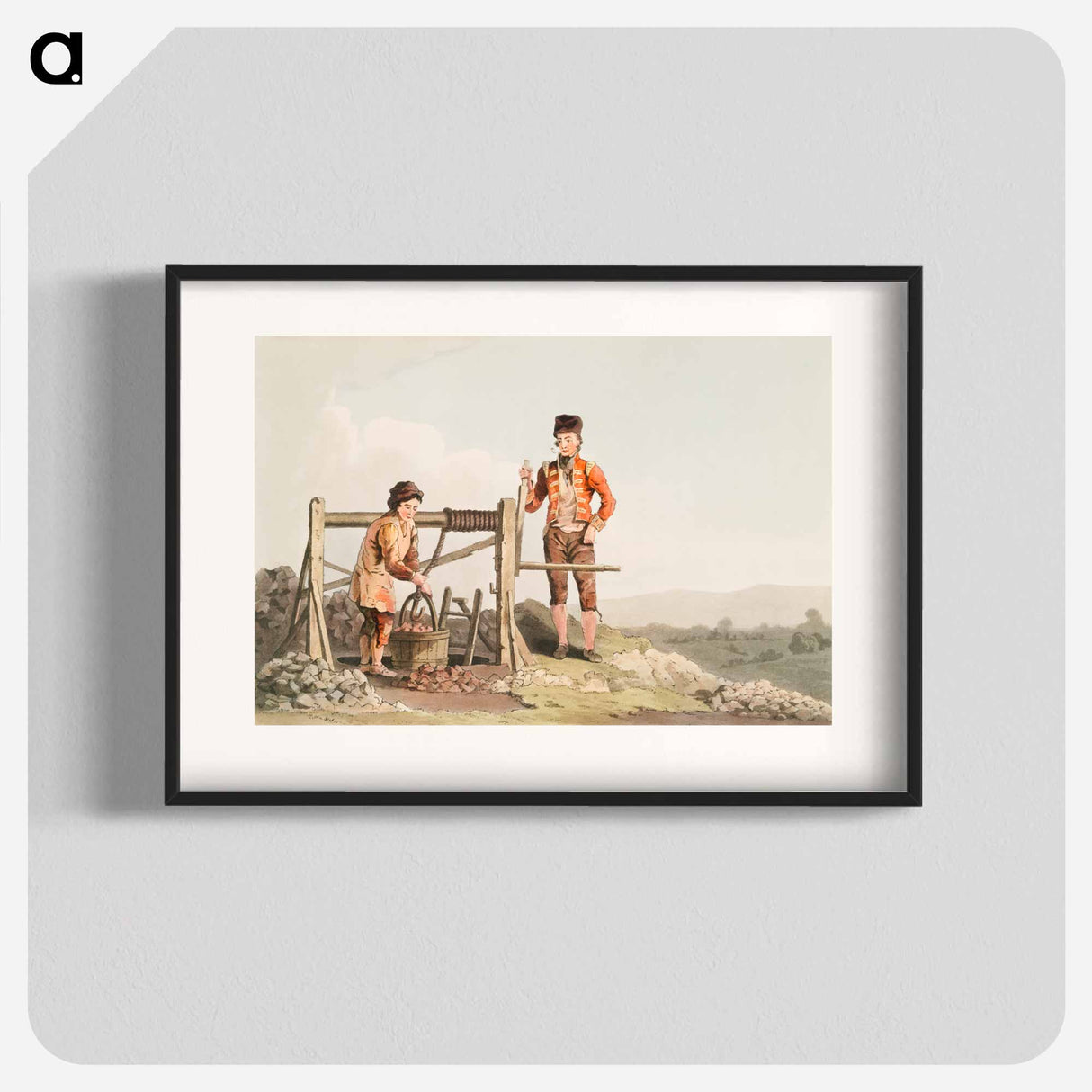 Illustration of the ruddle pit from The Costume of Yorkshire - 19世紀のヨークシャー Poster.